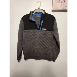 Vineyard Vines Men's Quilted 1/4 Zip Shep Shirt Charcoal Heather - Sz M